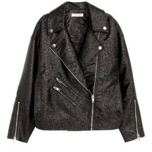 HM oversized glitter leather jacket